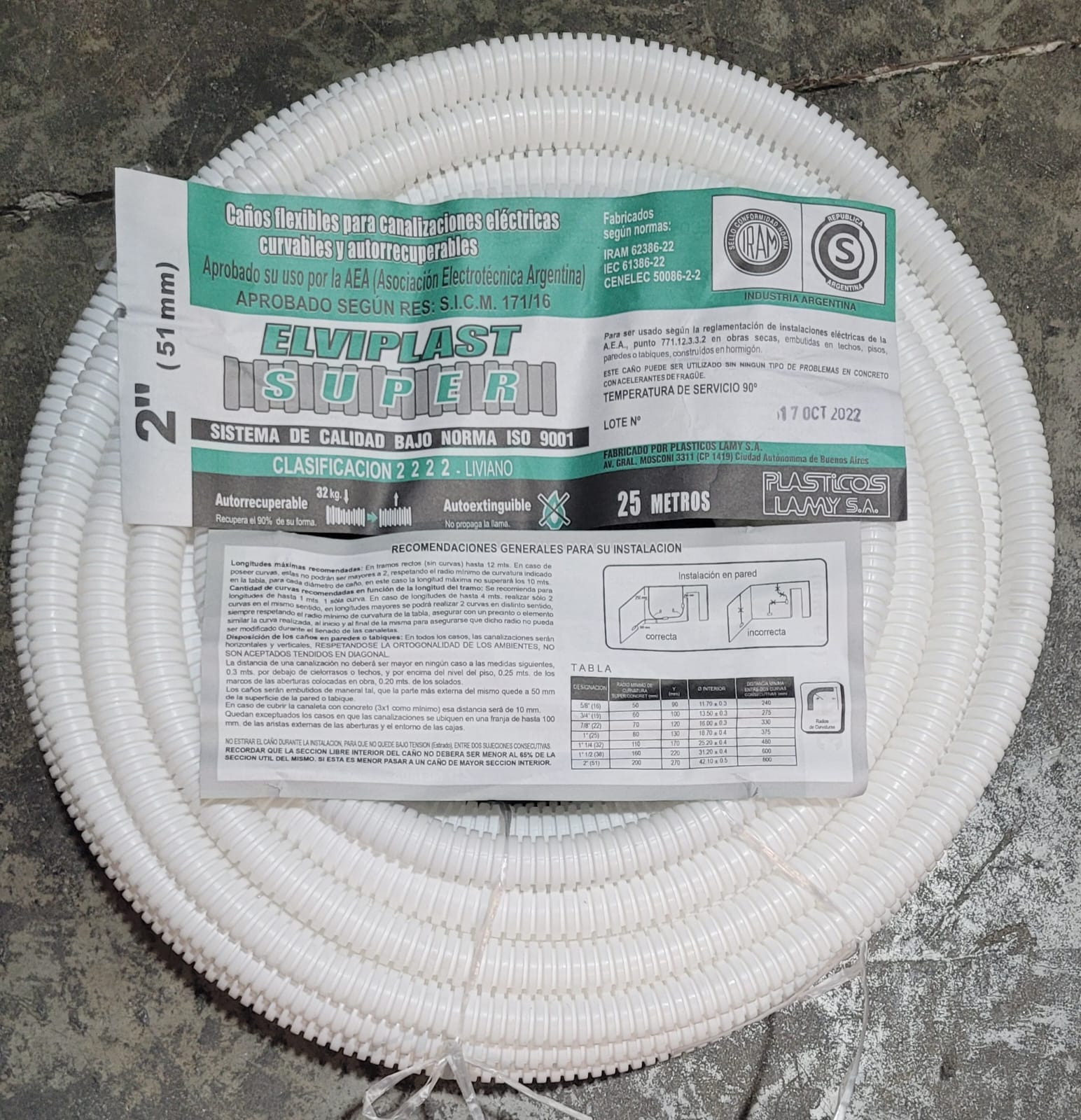 CAÑO CORRUGADO PVC 2 BLANCO ROLLO 25mts